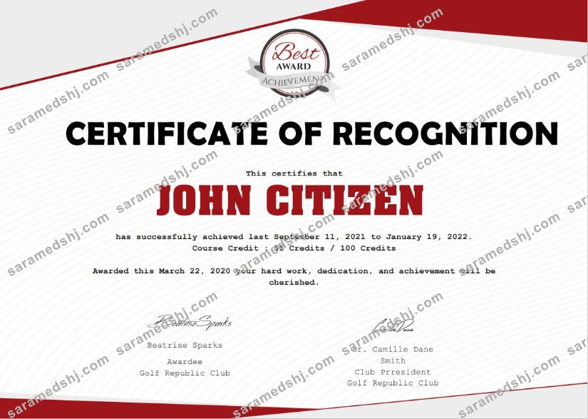 USA Recognition Cert Version 2